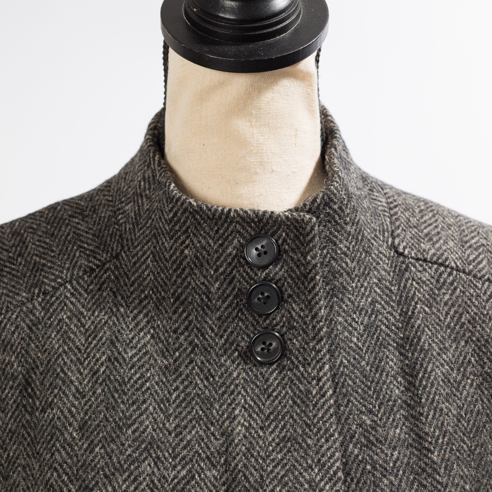 Vintage 100% pure wool full length coat herringbone tweed J.G Hook M - Picture 11 of 16